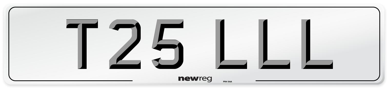 T25 LLL Number Plate from New Reg